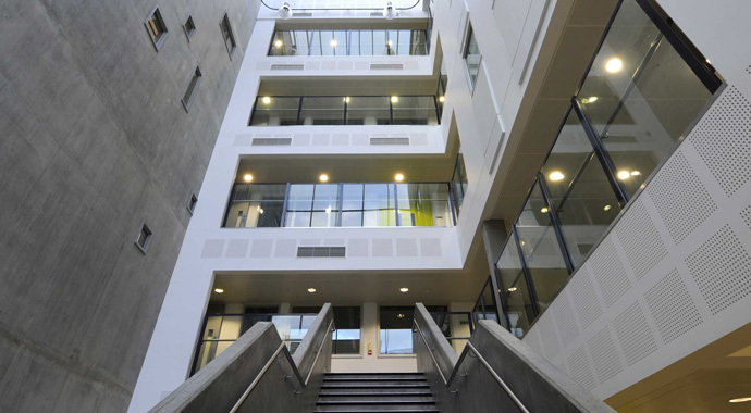 Looking upwards from basement